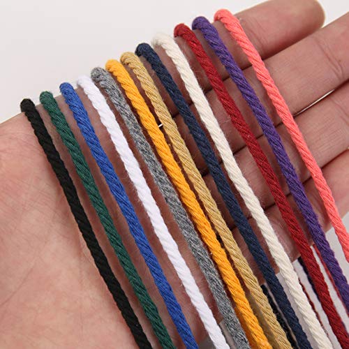 MAOQIAN Khaki Macrame Cord 3mm x 109Yards,Colored Cotton Rope Colorful Cotton Cord Soft Craft Cord Twine for Wall Hanging Plant Hangers Crafts Decorative Projects