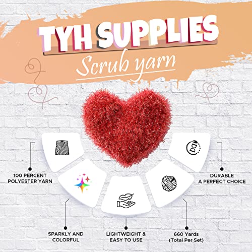 TYH Supplies 10 Skeins Scrubby Yarn for Dishcloths - 100% Polyester Material for Crocheting, Knitting, and Dishwashing - 66 Yard per Skein Exclusive from The BCK Collection