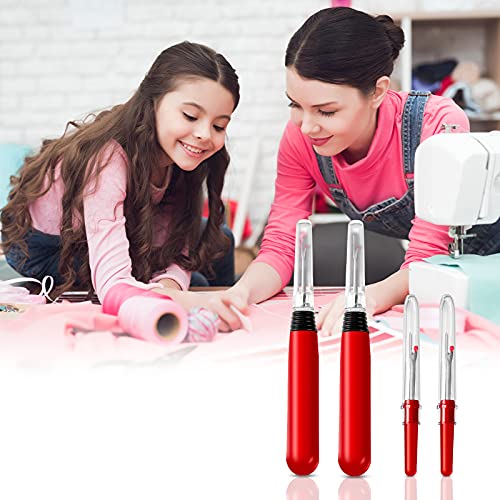 Seam Ripper Tool with Light Kit 2 Piece Large LED Seam Ripper (Batteries Included) and 2 Piece Small Sewing Thread Remover Sewing Stitch Rippers Cutter Opener Illuminate Sewing Accessories (Red)