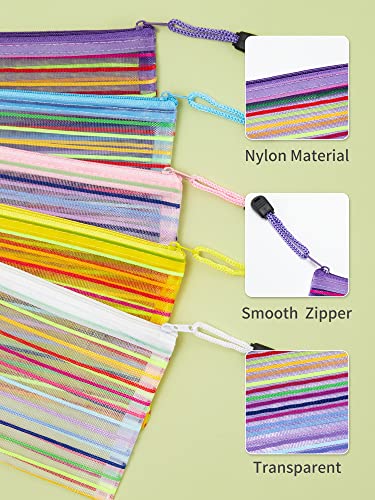 JARLINK 40 Pack 10 Colors Zipper Mesh Pouch, Pencil Storage Pouches Multipurpose Travel Bags for Office Supplies Cosmetics Travel Accessories Multicolor