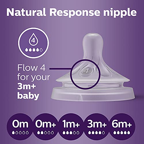 Philips AVENT Natural Response Baby Bottle Nipples Flow 4, 3M+, 4pk, SCY964/04