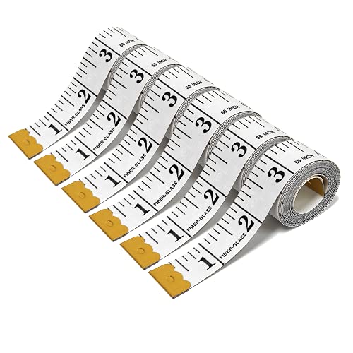 6 Pack Double Scale Soft Measuring Tape for Body Sewing Tailor Cloth Flexible Ruler, Fabric Craft Tape Measure & Medical Body Measurement 60 inch/150cm,White