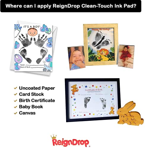 Large Clean Touch Ink Pad for Baby Footprint, Handprint, Pet Paw Prints - Safe for Infant Non-Toxic, No Mess Inkless, One Time Use, Keepsakes, Babies Shower Gift Kit (Clean-Touch Ink Pad - Pink)