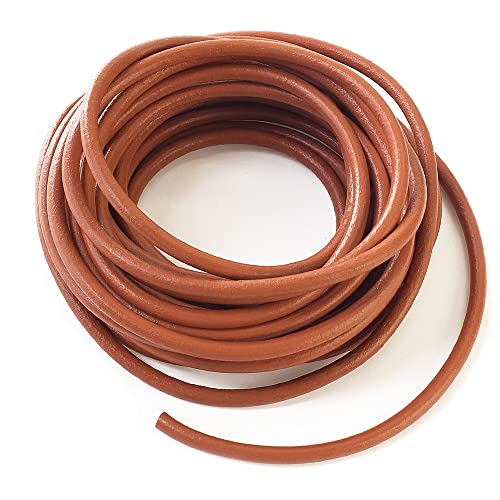 LolliBeads (TM) 4 mm Genuine Round Leather Cord Natural Braiding String Light Brown 5 Meters (5 Yards)