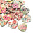 AKOAK 50 Pack 25MM 2-Hole Mixed Flower Pattern Printed Wooden Peach Heart Shaped Buttons Wood Sewing Buttons DIY Scrapbooking Clothe Buttons