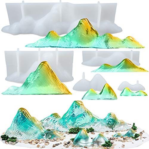 Mountain Epoxy Resin Silicone Molds Set Diorama Landscape, Rockery, Paperweight, Polymer Clay Project 5-Count Length 1.8-9inch