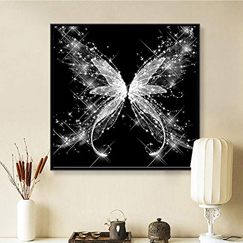 Diamond Painting Kits for Adults Kids, 5D DIY Black & White Butterfly Diamond Art Accessories with Full Drill for Home Wall Decor - 11.8×11.8Inch
