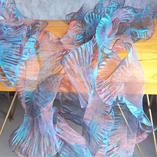 400 Inches Organza Ruffled Fabric Ruffle Lace Border Lace Fabric for Crafts and Cake Decoration, 11 Yards (Gradient Purple Blue)