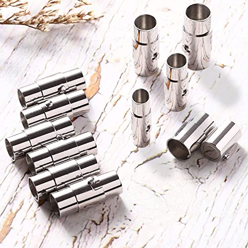 20 Sets Leather Cord End Caps Magnetic Clasps 4 Size 4mm 5mm 6mm 7mm Stainless Steel Magnetic Clasps Bracelet Cord End Caps Magnetic Bracelet Clasps and Closures for Jewelry Bracelet Making