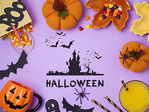 9PCS Halloween Stencils for Painting on Wood Wall Creative Patterns DIY Halloween Drawing Template Pumpkin Bat Decoration Crafts Stencils Perfect for Halloween Party