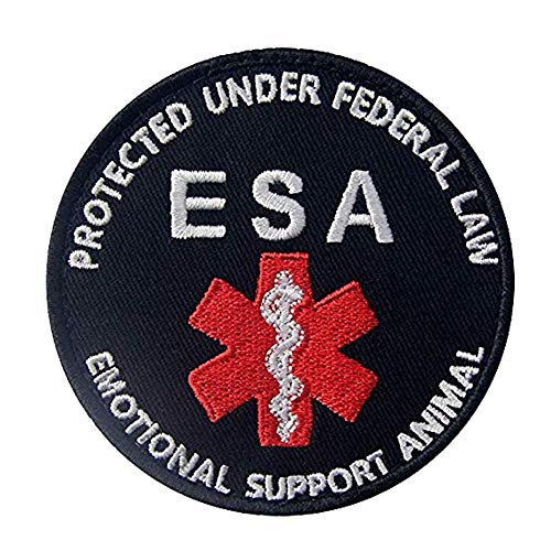ODSP Protected Under Federal Law ESA Emotional Support Animal Emblem Embroidered Fastener Hook & Loop Tactical Morale Patch for Harness Vest 3 inches Wide by 3 inches Tall Pack of 2