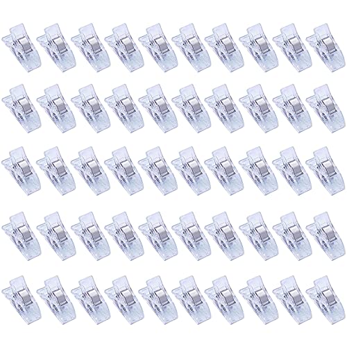 LNKA 50 of Binder Clips for Crafts Sewing Clips Multipurpose Magic Clips Quilting Clamps and Fabric Clips Crafting Hanging,Extremely Durable Clips for All Kinds of Crafts (Transparent Color)