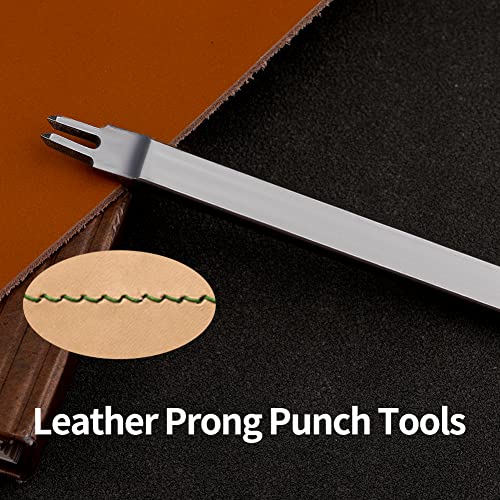 Leather Stitching Punch, Leather Hole Punch, 2 Leather Prong Punch Leather Lacing Stitching Punch Tool for DIY Leather Craft(4mm)