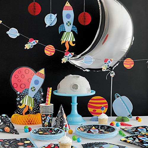 Outer Space Adventure Assorted Honeycomb Centerpiece Decorations (Pack of 3) - Paper Rocket, Alien, Planet, Stellar Party Decor for Cosmic Celebrations & Kids Birthdays
