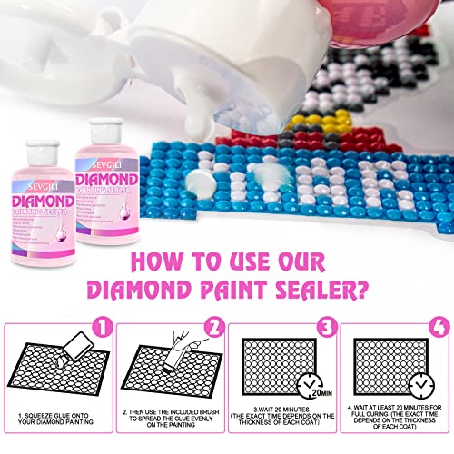 Diamond Painting Sealer Kits 240ML with Brushes, Diamond Art Sealer Puzzle Glue Diamond Painting Accessories and Tools,Diamond Painting Kits for Adults (8OZ)