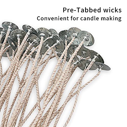 EUPNHY CD Series Candle Wicks for Soy Candles,100pcs CD 8 6" Pretabbed Wicks,Cotton & Paper Wicks for Candle Making.