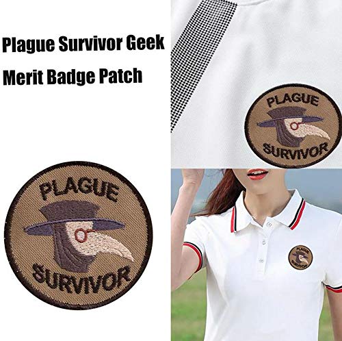 JFFCESTORE Plague Survivor Patch Geek Merit Badge Patch Tactical Morale Patch with Hook and Loop(Brown)
