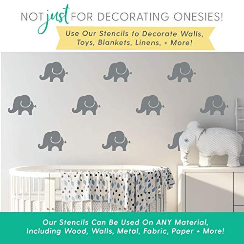 I Like That Lamp Fabric Stencil Kit, Set of 20 Stencils for Baby Shower Painting & Decorating, Phrases & Mixed Animals Pattern for Onesies Bibs Bodysuit Bags Shirts Shoes, Boy & Girls, Made in USA