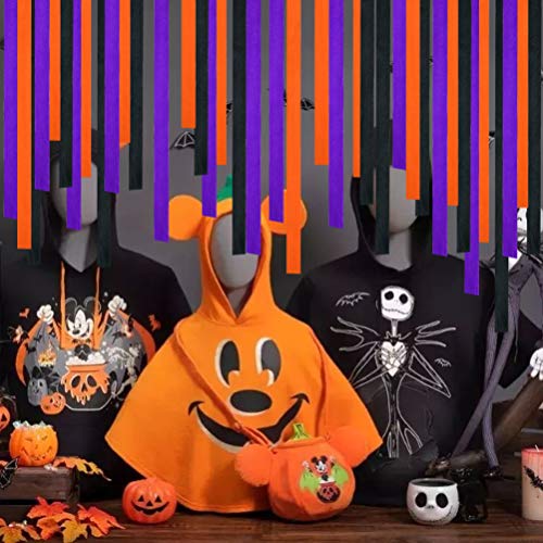 Crepe Paper Streamers for Halloween, jiebor 738 Ft Black Orange Purple Crepe Paper Roll Halloween Party Room Wall Decor, 9 Rolls