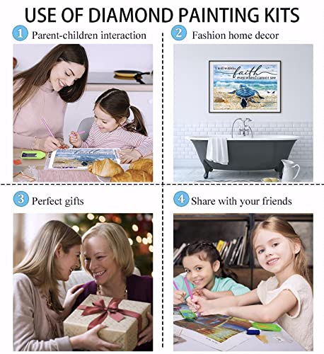 Turtle Diamond Art Painting Kits for Adults - Inspirational Full Drill Diamond Dots Paintings for Beginners, Round 5D Paint with Diamonds Pictures Gem Art Painting Kits DIY Adult Crafts 12x16inch