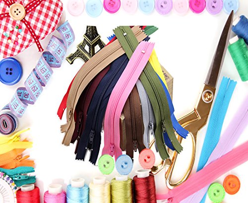 100 Pcs 9 Inch Nylon Coil Zippers Tailor Sewer Bulk for Sewing Crafts 25 Colors