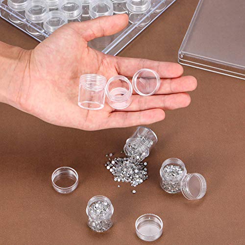 TDOTM Clear Plastic Bead Storage with 30 Pieces Storage Jars Container Bottle with Lid Embroidery Diamond Painting Transparent Accessory Box Organizer for Jewelry DIY Art Craft Nail 1Pack