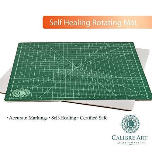 Calibre Art Rotating Self Healing Cutting Mat 14x14 (13" Grid), Perfect for Quilting & Art Projects