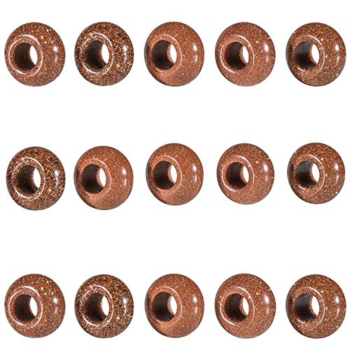 Amogeeli Big Hole Stone Beads Charms for Jewelry Making, Rondelle European Loose Beads Pack of 15