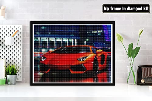 Bimkole 5D Diamond Painting Kits Cool Red Sports Car, Full Drill Supercar Building DIY Rhinestone Embroidery Set Paint with Diamonds Art by Number Kits Cross Stitch Home Wall Craft Decoration(12x16in)