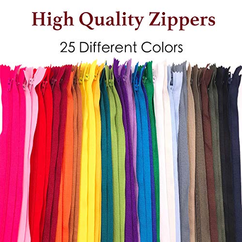 60pcs 12 inch Zippers-25Colors Nylon Coil Zipper Bulk #3 Zippers for Tailor Sewing Crafts