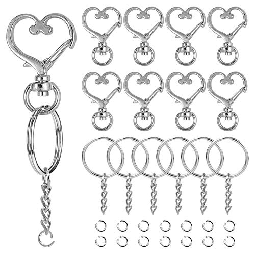 150Pcs Swivel Snap Hook Set,Swivel Clasps Lanyard Snap Keychain Hooks  Lobster Clasp Split Key Rings with Chain and Jump Rings Bulk for Keychain  Lanyard,Jewelry,DIY Crafts Supplies 