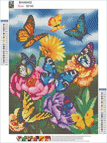 5D Diamond Painting Kits for Adults and Kids Anime Diamond Painting Kit for Beginners Butterfly Flowers Diamond Painting Gnome Full Drill Diamond Dots Painting Crafts for Decor 12x16 Inch (Butterfly)