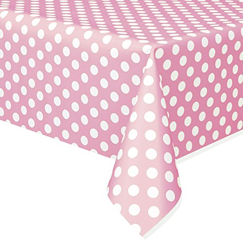 Unique Industries Dotted Rectangular Plastic Table Cover, 54" x 108", Light Pink