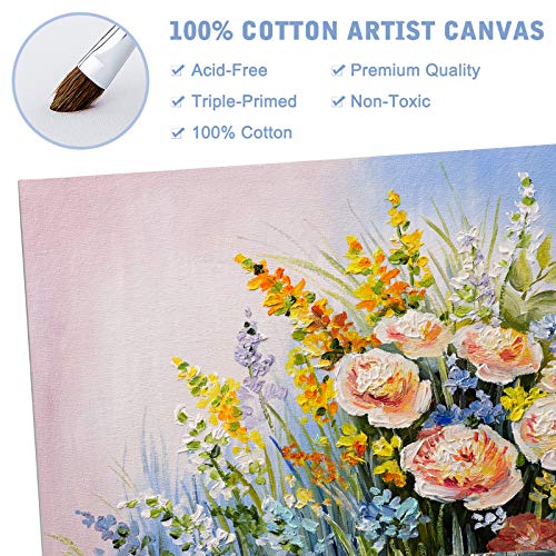 Fixwal 18 Pack Canvases for Painting Art Canvas Boards Canvas Panels Multipack, 4x4, 5x7, 8x10, 9x12, 11x14 Inches, 3mm Thickness Canvas Value Multi Pack for Acrylic Pouring, Oil Paint Art