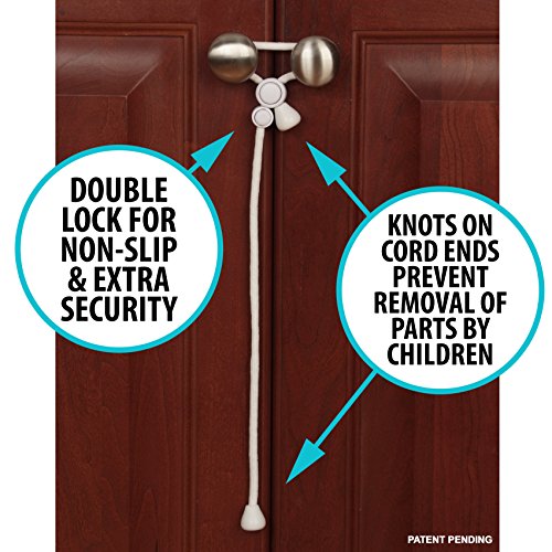 Kiscords Baby Safety Cabinet Locks for Knobs Child Safety Cabinet Latches for Home Safety Strap for Baby Proofing Cabinets Kitchen Door RV No Drill No Screw No Adhesive (White)