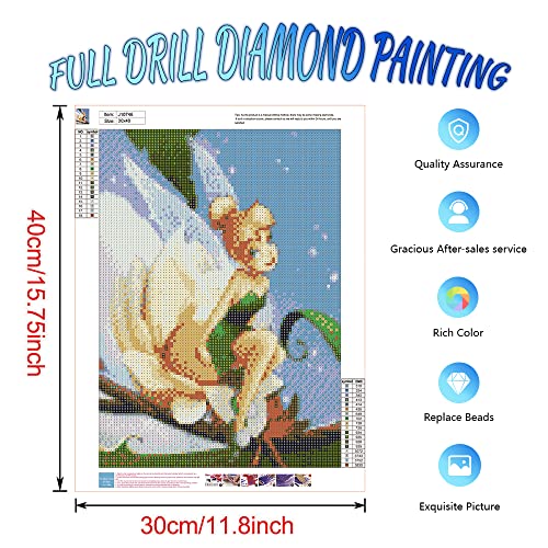 DIY 5D Diamond Painting by Numbers Kits for Adults,16"X12" Tinkerbell Angel Princess DIY Paintings Crystal Rhinestone Diamond Embroidery Full Drill Cross Stitch Kit Pictures Arts Craft for Decor