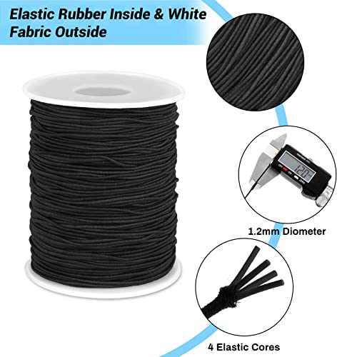 Elastic String Cord, Selizo 2 Pack Stretchy String for Bracelets, Necklace, Beading, Jewelry Making and Sewing (1.2 MM, 109 Yards, Black & White)