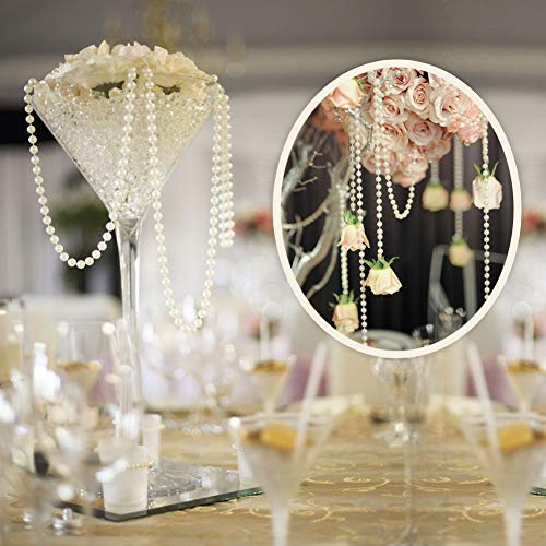 AdasBridal Approx 22 Yards Beige Pearl Spool Rope,Lmitation Pearl Beads Garland String Wedding Party Decoration DIY Crafts
