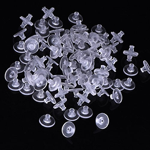 100 Pack Clear Rubber Earring Safety Backs Clutch Earring Pad