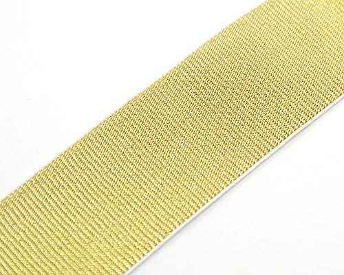 Strapcrafts 2-inch Wide by 3-Yard Soft Gold and Silver Glitter Waistband Elastic Band, Gold Glitter in White 21060