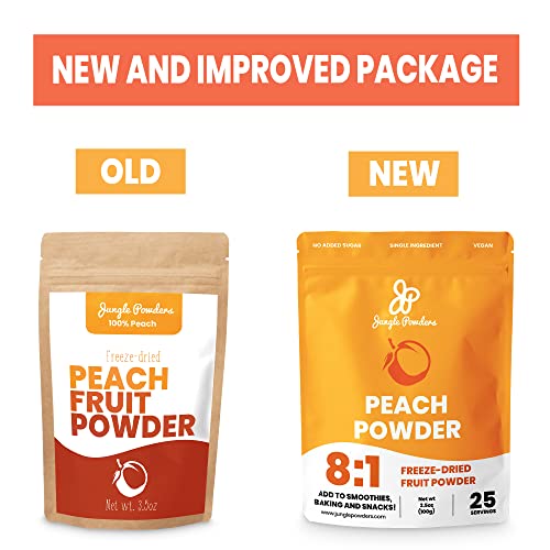 Jungle Powders Peach Powder 3.5oz, Powdered Freeze Dried Peaches No Sugar Added, GMO, Additive and Filler Free Peach Flavoring Extract for Baking