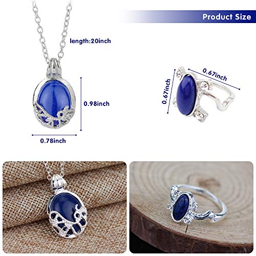 The Vampire Diaries Merchandise, 100 Pcs Vampire Diaries Stickers, Daywalking Katherine Necklace Pendant Charm Necklace Royal Blue and Elena Gilbert Opening Vervain Pendant Necklace, and Elena Sapphire Crystal Ring for Fans by THREEMAO
