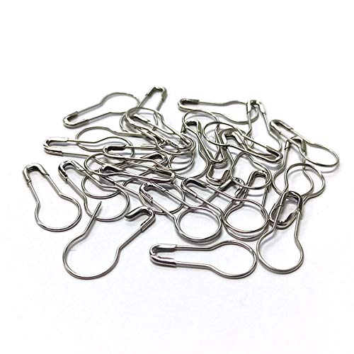 100Pcs 21mm/0.8 Inch Small Metal Gourd Safety Pins Bulb Pin for Knitting Stitch Markers, Sewing Clothing DIY Craft Making (Silver)