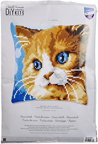 Vervaco Brown Cat Cushion Cross Stitch Kit