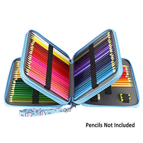 YOUSHARES 120 Slots Colored Pencil Case – Oxford Fabric Pen Case with Compartments Pencil Holder for Watercolor Pencils (Bowknot)