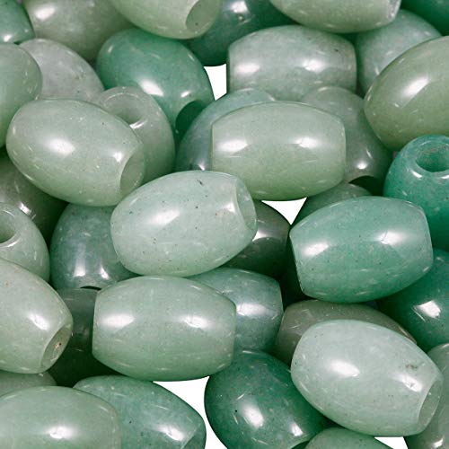 TUMBEELLUWA Stone Bead for Jewelry Making, Healing Crystal Large Hole Oval Shape Loose Beads Pack of 15, Green Aventurine