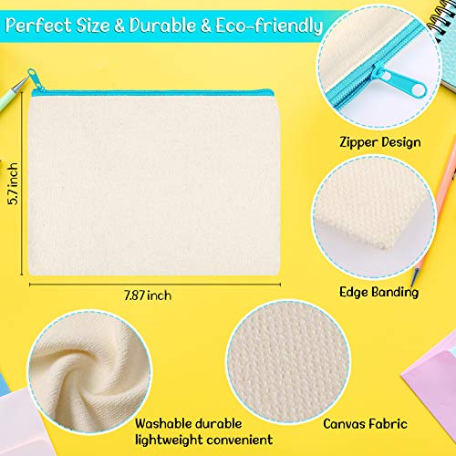 40 Pieces Canvas Zipper Pouch Bags Canvas Pencil Pouch Canvas Makeup Bags Blank Canvas Pencil Case Canvas Cosmetic Bag for Travel DIY Craft School (7.87 x 5.70 Inches, M)