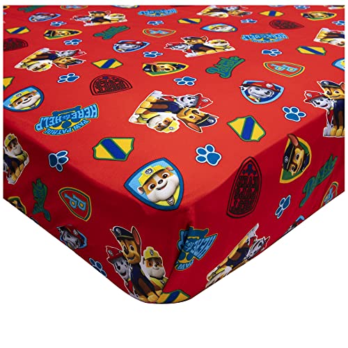 Paw Patrol Toddler Fitted Sheet and Pillow Case Set, Red
