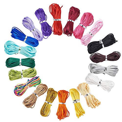 Elecrelive 20 Colors 1mm Nylon Trim Beading String Chinese Knotting Cord Nylon Macrame Thread Cord for Necklace Bracelet Braided Jewelry Making 200 Yards