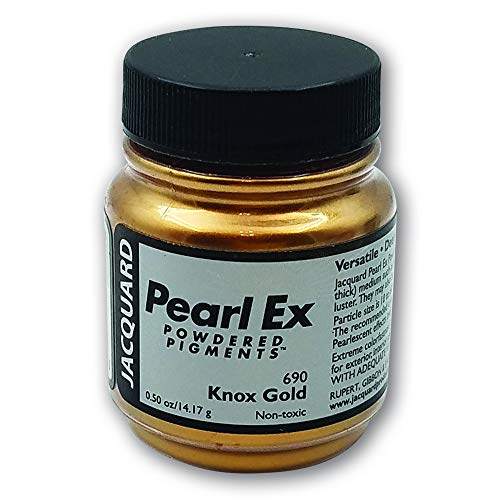 Jacquard Pearl-Ex Pigment, Creates Metallic or Pearlescent Effect, 5 Ounce Jar, Knox Gold